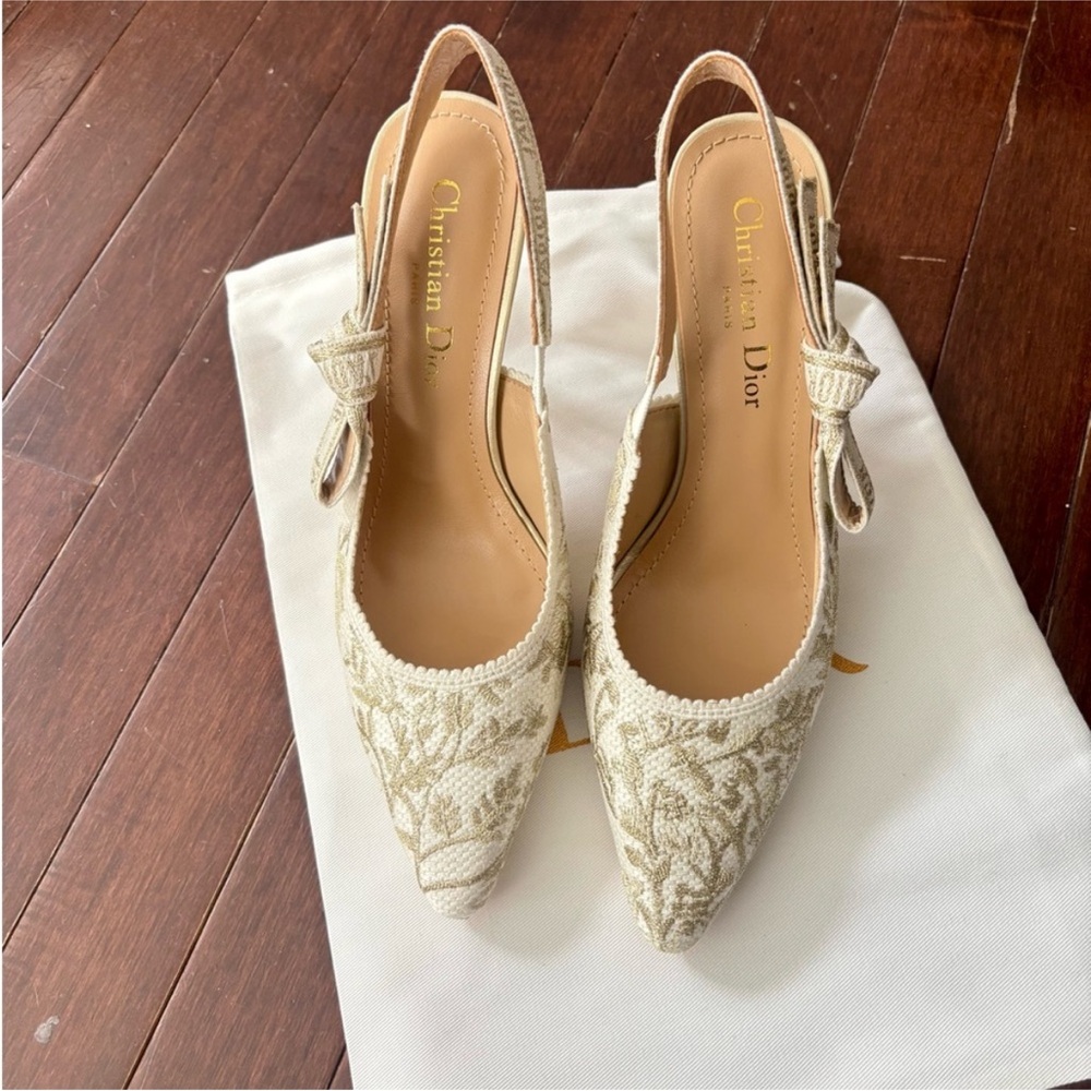Dior Women's Cream Slingback Shoes